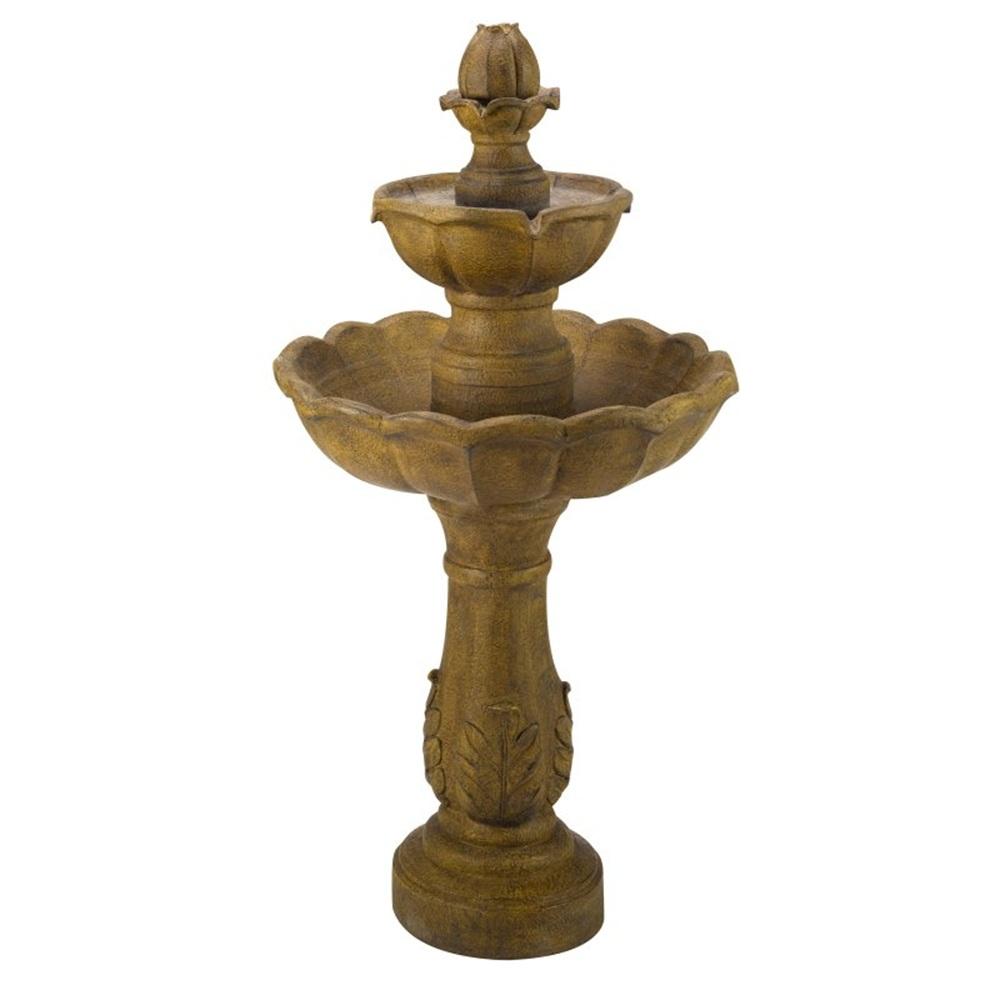 Solar-Wasserbrunnen und Vogeltränke. Das Wasser läuft in die Schale.